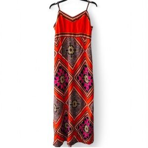 Vibrant Orange and Pink Maxi Dress